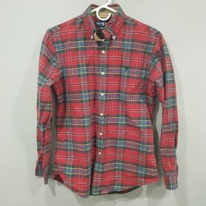 Ralph Lauren Men's Red and Green Plaid Shirt